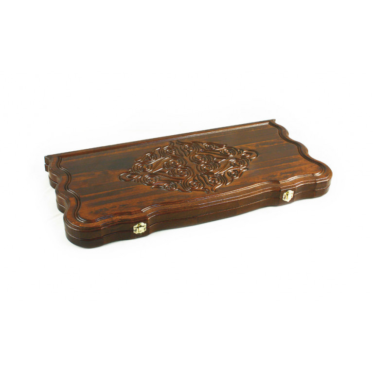 Összecsukható, tömör bükkfából készült backgammon 590*640, RS3, művészi faragás